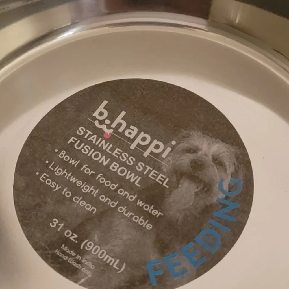B-Happi Stainless Steel 31-oz Dog Bowl, NWT
